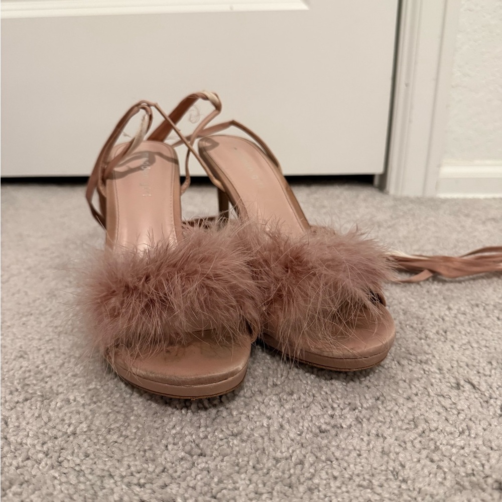 Madden Girl Blush Feathered Sandals